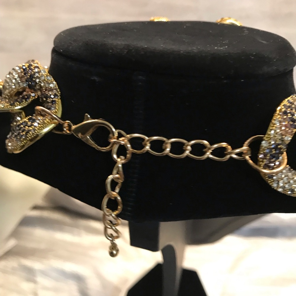 Gold and Black Statement Necklace and Earring Set - Picture 8 of 16